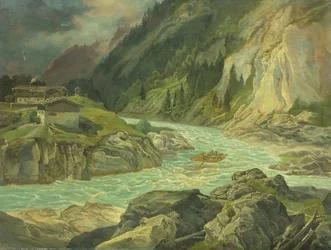 Stromschnellen am Fluss Isar, 1830